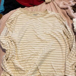 Old Navy Beige Striped Long Sleeve Shirt